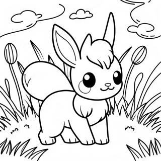 Eevee Brincando Na Grama Pagina Para Colorir 14241-3111