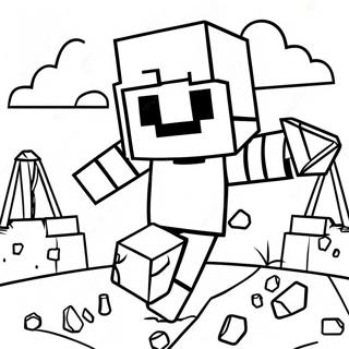 Steve Do Minecraft Minerando Diamantes Pagina Para Colorir 1452 456