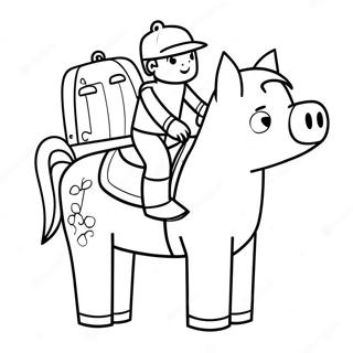 Porquinho Do Minecraft Montando Uma Selha Pagina Para Colorir 1454 2065