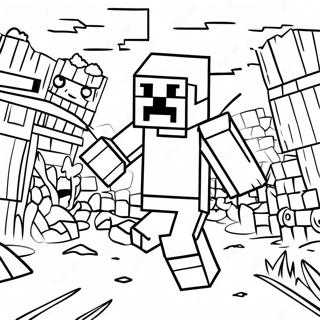 Zumbi Do Minecraft Atacando Uma Vila Pagina Para Colorir 1455 2222