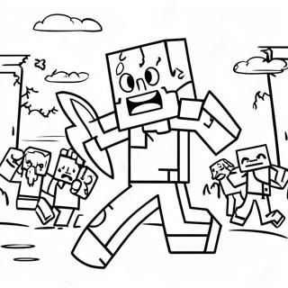 Zumbi Do Minecraft Atacando Uma Vila Pagina Para Colorir 1455 2223