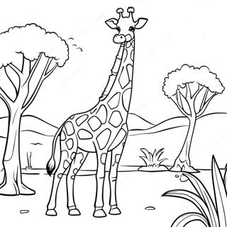Pagina Para Colorir Girafa Malhada Em Pe Na Savana 15621 3415