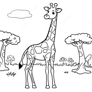 Pagina Para Colorir Girafa Malhada Em Pe Na Savana 15621 3416