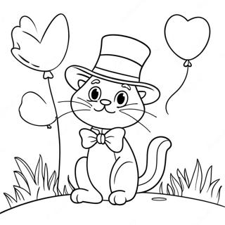 Gato Do Chapeu Com Baloes Coloridos Pagina Para Colorir 15710-3430