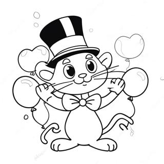 Gato Do Chapeu Com Baloes Coloridos Pagina Para Colorir 15710-3431