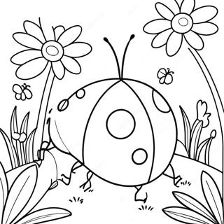 Pagina Para Colorir De Uma Joaninha Brincalhona Em Um Jardim 15989-3497