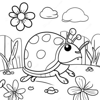 Pagina Para Colorir De Uma Joaninha Brincalhona Em Um Jardim 15989-3499