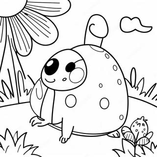 Pagina Para Colorir De Uma Joaninha Brincalhona Em Um Jardim 15989-3500