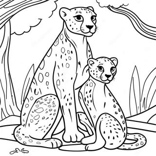 Pagina Para Colorir Da Familia De Guepardos Brincando 17888 3907
