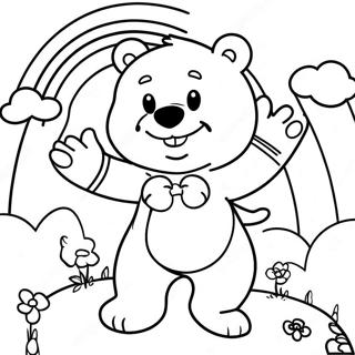 Pagina Para Colorir De Urso Carinhoso Feliz Segurando Um Arco Iris 18529-4053