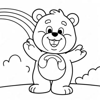 Pagina Para Colorir De Urso Carinhoso Feliz Segurando Um Arco Iris 18529-4056