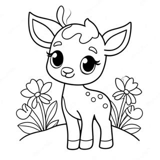 Cervinho Fofo Com Flores Pagina Para Colorir 18900-4127
