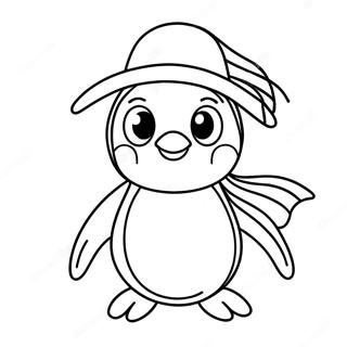 Pagina Para Colorir Do Pinguim Fofo Com Um Chapeu 19913-4342