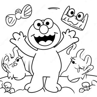 Elmo Brincando Com Amigos Pagina Para Colorir 20361-4442