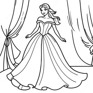 Pagina Para Colorir De Princesa Elegante Em Um Vestido Fluente 2086-2770