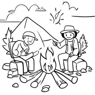 Pagina Para Colorir De Cena Aventureira Ao Redor Da Fogueira 22051 4808