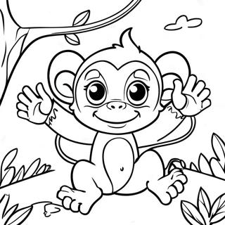 Pagina Para Colorir De Macaco De Desenho Animado Brincando Com Amigos 22147-4839