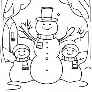 Pagina Para Colorir Da Familia De Bonecos De Neve No Pais Das Maravilhas De Inverno 22848-4985