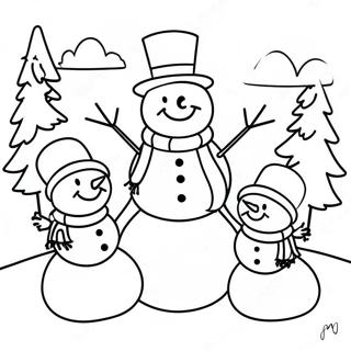 Pagina Para Colorir Da Familia De Bonecos De Neve No Pais Das Maravilhas De Inverno 22848-4986