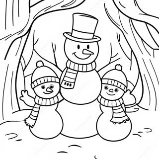 Pagina Para Colorir Da Familia De Bonecos De Neve No Pais Das Maravilhas De Inverno 22848-4988