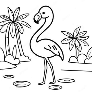 Pagina Para Colorir Do Elegante Flamingo Em Pe Em Uma Perna 25711-5601