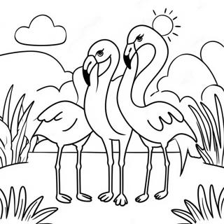Pagina Para Colorir Da Familia De Flamingos Ao Lado Do Lago 25715 5619