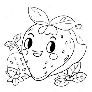 Paginas Para Colorir De Um Morango De Desenho Animado Com Flores 26077 5697