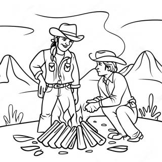 Cena De Fogueira De Cowboy Pagina Para Colorir 27379-5965