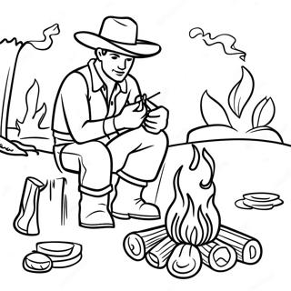 Cena De Fogueira De Cowboy Pagina Para Colorir 27379-5968