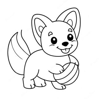 Cachorrinho Corgi Fofo Brincando Com Bola Pagina Para Colorir 30124-6554