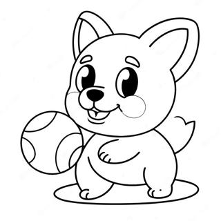 Cachorrinho Corgi Fofo Brincando Com Bola Pagina Para Colorir 30124-6556