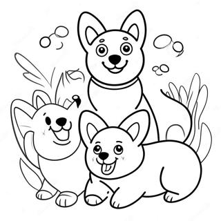 Adoravel Familia Corgi Pagina Para Colorir 30127-6568
