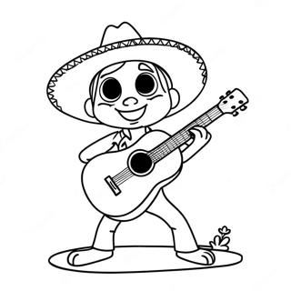 Personagem Coco Tocando Violao Pagina Para Colorir 30464-6635