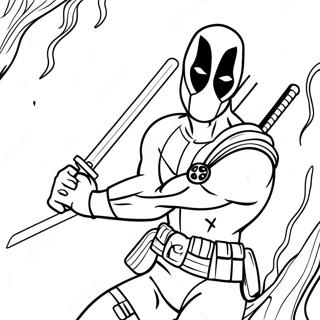 Deadpool Engracado Com Espadas Pagina Para Colorir 30557-6659