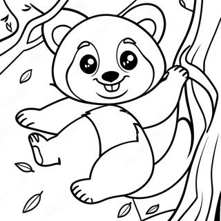 Panda Vermelho Brincalhao Subindo Em Uma Arvore Pagina Para Colorir 30726-6697