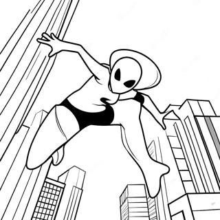 Spider Gwen Balancando Pela Cidade Pagina Para Colorir 32108-6994