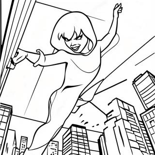 Spider Gwen Balancando Pela Cidade Pagina Para Colorir 32108-6996