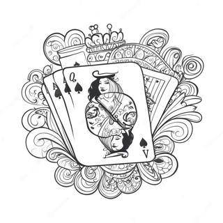 Rainha De Copas Jogando Cartas Para Colorir 32553-7107