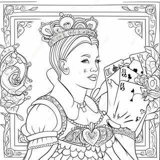 Rainha De Copas Jogando Cartas Para Colorir 32553-7108