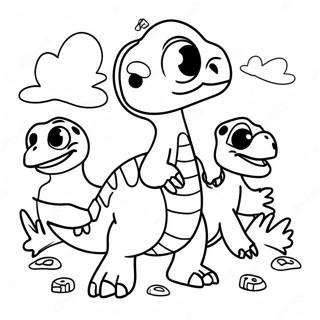 Velociraptor Fofo Brincando Com Amigos Para Colorir 32633-7117