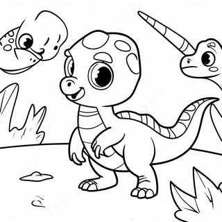 Velociraptor Fofo Brincando Com Amigos Para Colorir 32633-7118