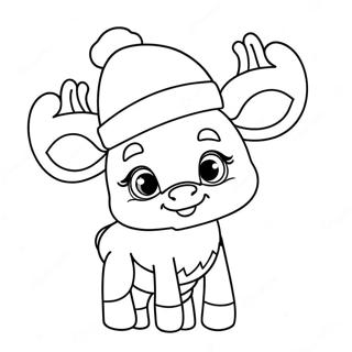 Pagina Para Colorir Do Fofo Rudolph Com Um Chapeu De Papai Noel 32898-7177