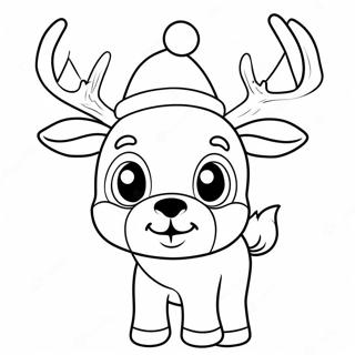 Pagina Para Colorir Do Fofo Rudolph Com Um Chapeu De Papai Noel 32898-7179