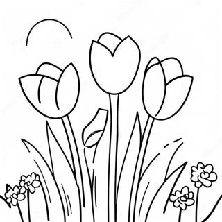 Pagina Para Colorir Jardim De Tulipas Coloridas 33886-7396