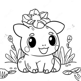 Bulbasaur Fofo Em Um Jardim De Flores Para Colorir 34159-7454