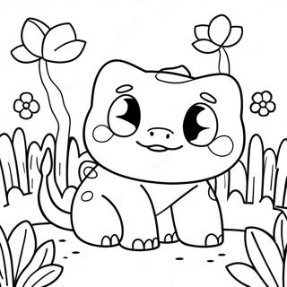 Bulbasaur Fofo Em Um Jardim De Flores Para Colorir 34159-7456