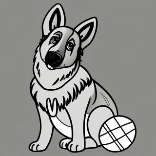 Pastor Alemao Com Uma Bola Pagina Para Colorir 35059-7664