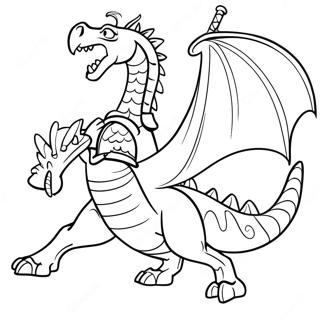 Cavaleiro Destemido Lutando Contra Um Dragao Pagina Para Colorir 35246-7698