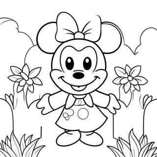 Pagina Para Colorir Da Minnie Mouse Em Um Jardim De Flores 3571-1965