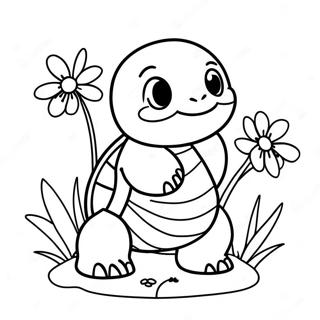Coloracao De Squirtle Feliz Com Flores 36599-7997